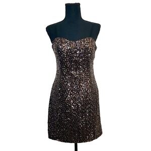 MM Couture by Miss Me Bronze Sequin‎ Mini Party Dress Size Medium